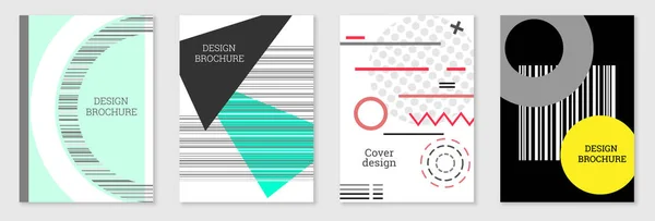 Conjunto de diseño de portada en estilo Memphis. Diseño geométrico, fondo abstracto. Cubierta brillante de moda, pancarta, póster, folleto. Colores creativos. — Vector de stock