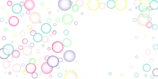 Zeepbellen Vlogen Willekeurig Een Witte Achtergrond Vectorillustratie — Stockvector