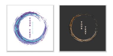 Boya vuruşları. Zen mürekkep çemberi amblemi. Mürekkep ya da boya ile çok renkli dairesel darbeler. Pankartlar, posterler, broşürler, kapaklar, dergiler için tasarım şablonu. EPS 10