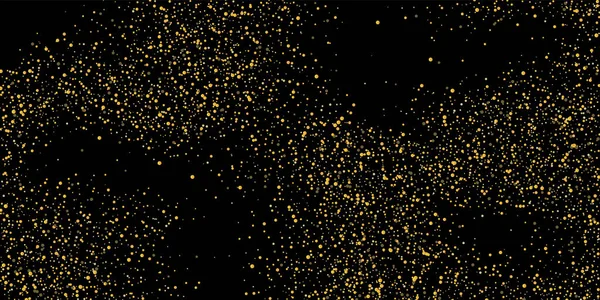 Gouden Zand Gouden Glitter Confetti Een Zwarte Achtergrond Glanzende Zanddeeltjes — Stockvector