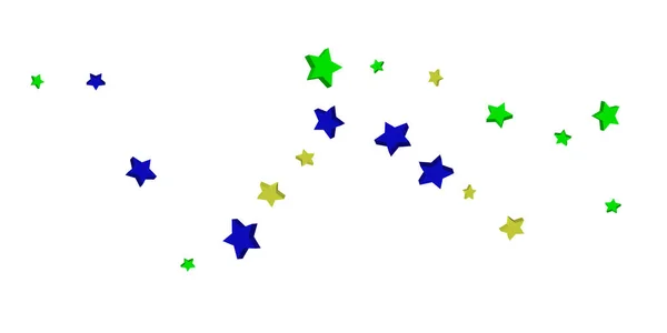 Étoiles Tombantes Confettis Étoiles Bleues Vertes Jaunes Contexte Festif Modèle — Image vectorielle