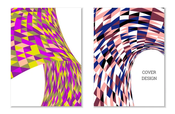 Con Viento Desarrolla Brillante Mosaico Triángulos Multicolores Brillante Cubierta Inusual — Vector de stock