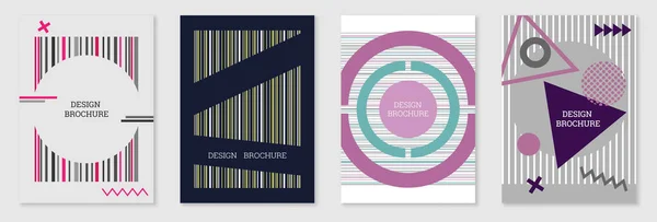 Geometrisches Cover Design Set Abstrakter Ungewöhnlicher Hintergrund Stil Von Memphis — Stockvektor