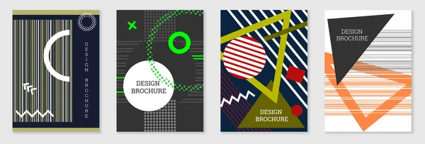 Geometrisches Cover Design Set Abstrakter Ungewöhnlicher Hintergrund Stil Von Memphis — Stockvektor