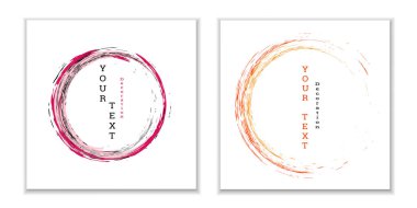 Boya vuruşları. Zen mürekkep çemberi amblemi. Mürekkep ya da boya ile çok renkli dairesel darbeler. Pankartlar, posterler, broşürler, kapaklar, dergiler için tasarım şablonu. EPS 10