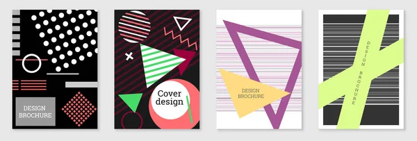 Geometrisches Cover Design Set Abstrakter Ungewöhnlicher Hintergrund Stil Von Memphis — Stockvektor