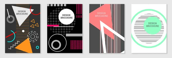 Geometrische Hoes Ontwerp Set Abstracte Ongewone Achtergrond Stijl Van Memphis — Stockvector