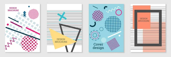 Geometrisches Cover Design Set Abstrakter Ungewöhnlicher Hintergrund Stil Von Memphis — Stockvektor