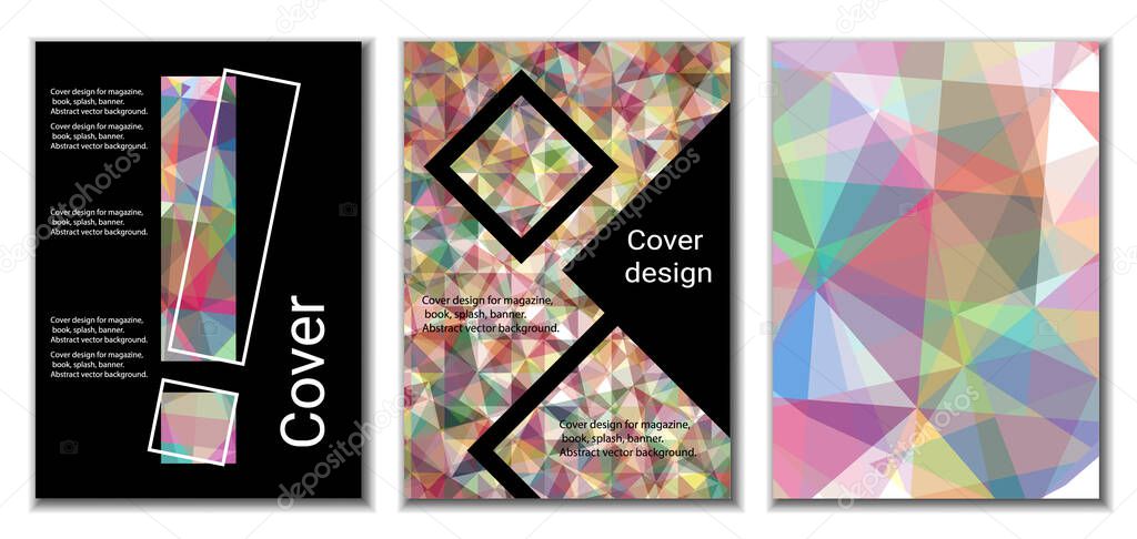 Cover design. Set of 3 covers. Unusual bright gradient abstract background for magazine, book, splash, banner, vector.