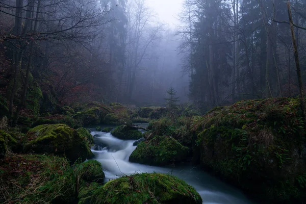 Mouvement Douceur Eau Sauvage Dans Une Rivière Été Avec Des — Photo