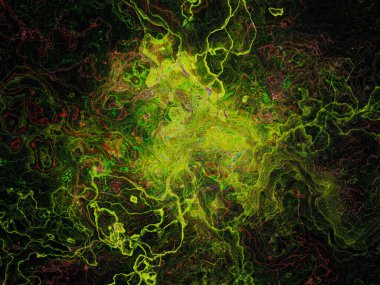 Soyut arkaplan çizimi, modern hipster fraktal alev grafiği. Renkli sürreal poster, afiş