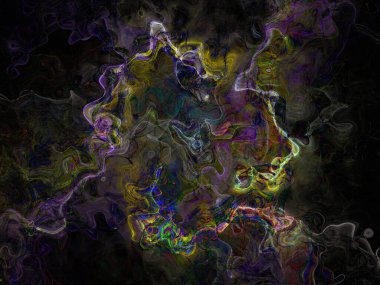 Soyut arkaplan çizimi, modern hipster fraktal alev grafiği. Renkli sürreal poster, afiş