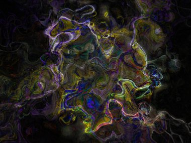 Soyut arkaplan çizimi, modern hipster fraktal alev grafiği. Renkli sürreal poster, afiş