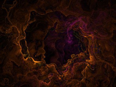 Soyut arkaplan çizimi, modern hipster fraktal alev grafiği. Renkli sürreal poster, afiş