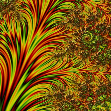 Soyut arkaplan çizimi, modern hipster fraktal alev grafiği. Renkli sürreal poster, afiş