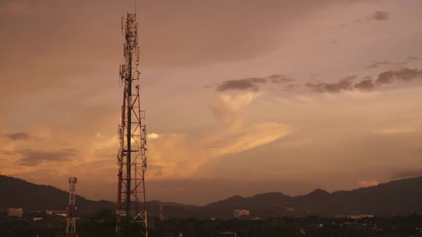 Time Lapse Telecommunication Base Station Tower Structure Antennas Cell Phone — Stock Video