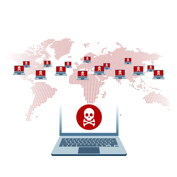 Illustration Cybersecurity World Wide Computer Controlled Botnet Master Botnet Number — Stock Vector