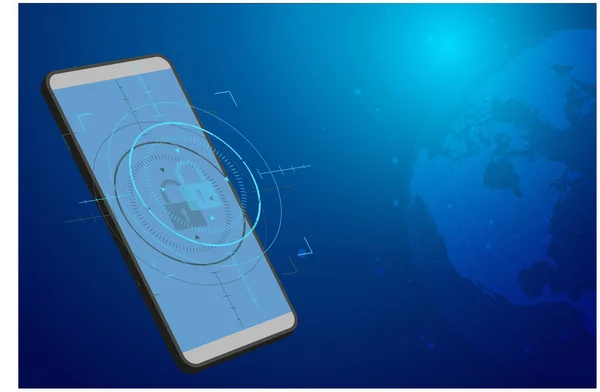 Векторна Ілюстрація Концепції Кіберзлиття Мобільної Безпеки Мобільний Телефон Замком Hud — стокове фото