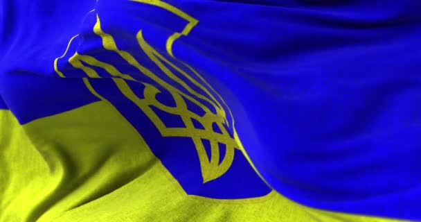 Oekraïense Vlag Wapperend Wind Symbool Van Verzet Overwinning Strijd Tegen — Stockvideo