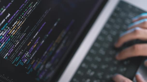 Vue Dessus Écran Ordinateur Portable Avec Écriture Code Logiciel Codage — Video