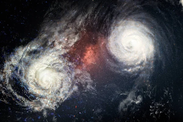 Uma Bela Ilustração Galáxias Contra Pano Fundo Uma Multidão Estrelas — Fotografia de Stock