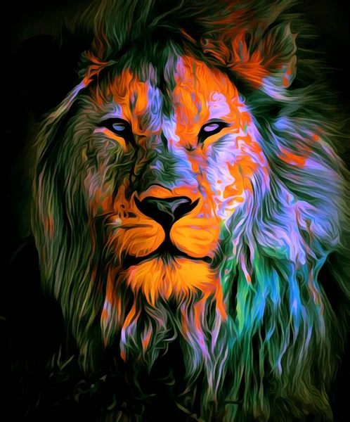 Colorful Illustration Lion Head Colorful Pattern Digital Wallpaper Illustration Lion — Stock Photo, Image