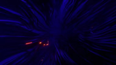 Rastgele parlayan özellikleri koyu mavi arka planda olan kabataslak uzun saçların 4k döngü animasyonu, rastgele parlayan neon soyut,