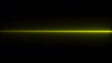 Lazer neon ışık çubuğu, parlak sarı ışın, floresan LED etkisi. Altın parlak elektrik çizgileri, hareket ediyor.