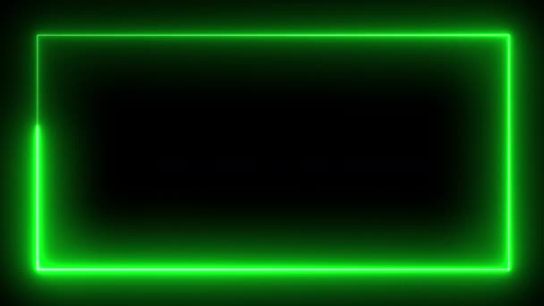 Neon Frame Loop Animatie Donkere Achtergrond — Stockvideo