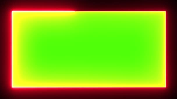 Neon Rektangel Ram Eller Neon Ljus Video Abstrakt Bakgrund Tunnel — Stockvideo