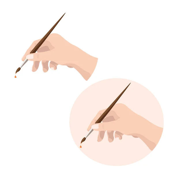 Boyalı fırça vektör illüstrasyonlu kol. Elde boya fırçası görünümü