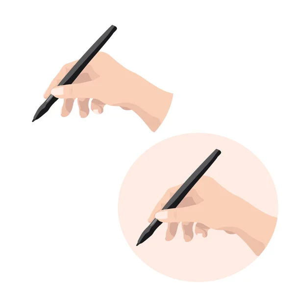 Estilete Ilustração Vetor Mão Mulher Mão Segurando Lápis Caneta Imagem — Vetor de Stock