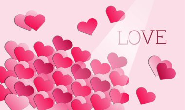 romantic background with cute hearts of paper