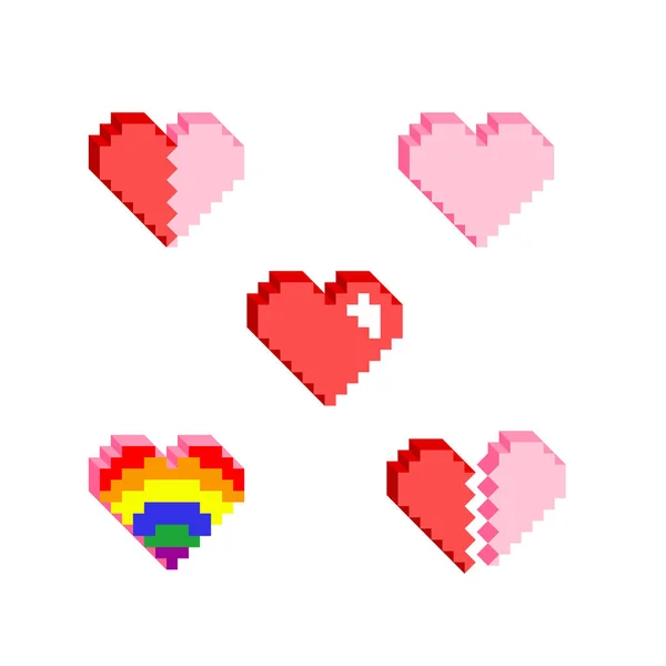 Video Game Style Block Hearts Variety Set — Image vectorielle