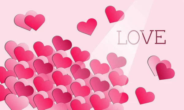romantic background with cute hearts of paper