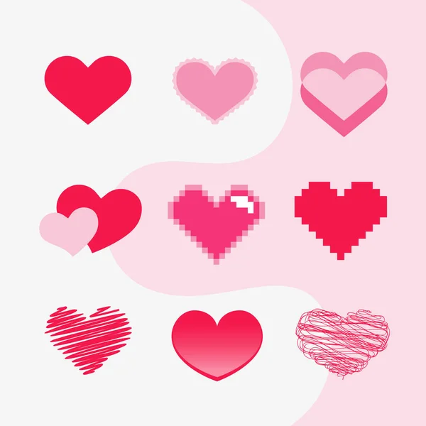 cute set of hearts in a variety of designs and styles