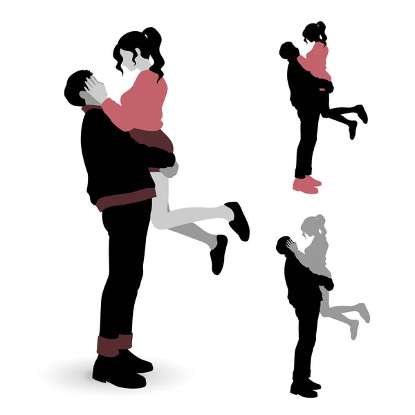 Hassas romantik çift siluetleri.