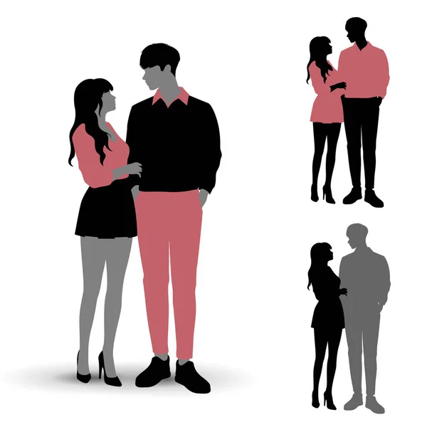 Hassas romantik çift siluetleri.