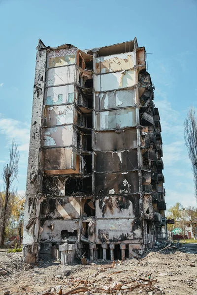 Rus birliklerinin Ukrayna 'daki hasarlı binası, Borodianka şehri 2022, 30 Nisan, Rus işgali Ukrayna şehri yıkıldı.