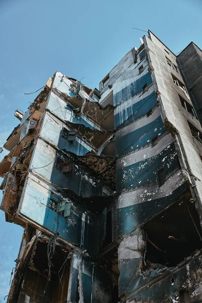 Rus birliklerinin Ukrayna 'daki hasarlı binası, Borodianka şehri 2022, 30 Nisan, Rus işgali Ukrayna şehri yıkıldı.