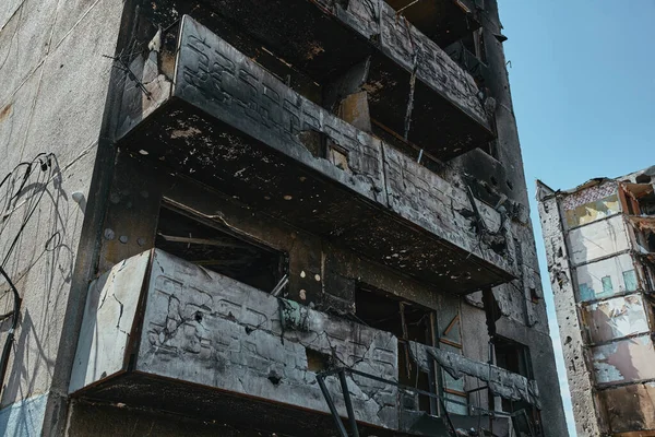 Damaged Building Russian Troops Ukraine City Borodianka 2022 April Russian Stok Foto