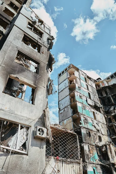 Rus birliklerinin Ukrayna 'daki hasarlı binası, Borodianka şehri 2022, 30 Nisan, Rus işgali Ukrayna şehri yıkıldı.