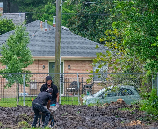 New Orleans Usa Juli 2020 Selektiver Fokus Zweier Arbeiter Auf — Stockfoto