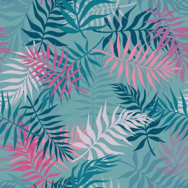 Muz yapraklarından tropik bir arka plan. İç tasarım, duvar kağıdı ve tekstil için kusursuz desen.