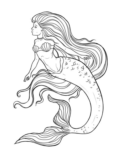 Little Mermaid Fairytale Character Design Vector Illustration — Stock Vector