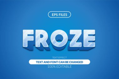 Buz gibi soğuk kış 3D düzenlenebilir metin efekti. vektör dosyası