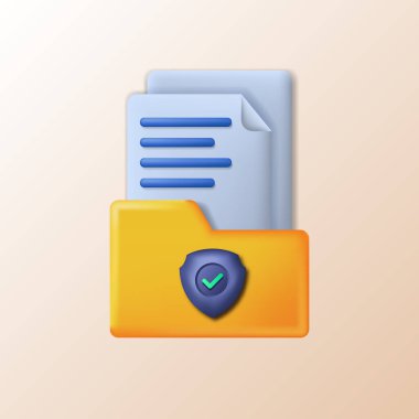 3d klasör belgesi kağıt güvenlik güvenlik güvenlik duvarı şifreleme sevimli siber veri internet ağı güvenli