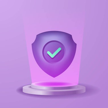 Veri güvenlik sistemi. 3D kalkan ikonu koruma gizliliği internet bağlantısı. Güvenlik duvarı savunma virüsü veri hackleme