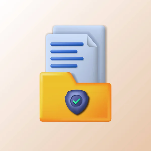 Map Document Beveiliging Privacy Firewall Encryptie Schattig Pictogram Illustratie Concept — Stockvector