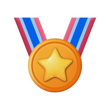 3D şirin amblem madalyası ilk kazanan yarışma illüstrasyon konsepti